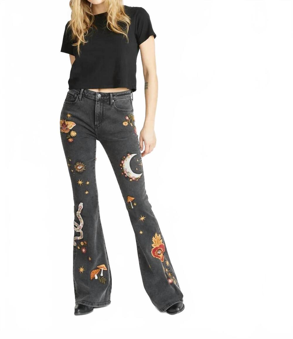 NEW DRIFTWOOD farrah flare jean in black multi